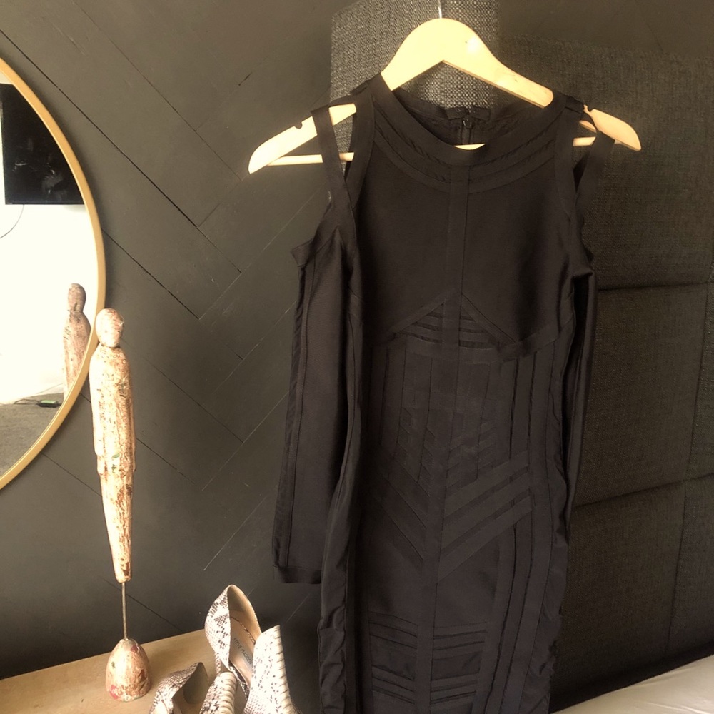 Bondage black long sleeve dress
